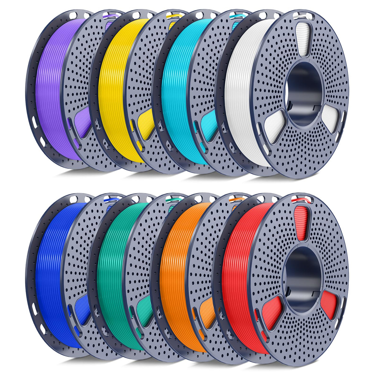 250g PLA Filament 1.75mm Bundle, SUNLU 3D Printer Filament Neatly Wound, Individually Vacuum Packed, 250g Spool, 8 Rolls, White+Red+Orange+Yellow+Green+Blue+Cyan+Purple YOOPAI