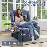 Andeworld Power Recliner Chair,Reclining Sofa Chair with Heat and Massage for Adults, Upholstered Heating Point Theater Seating Single Sofa with Side Pockets Sidetable for Living Room, Blue Andeworld