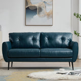 Sofa Couch 61" Small Loveseat Couches for Living Room Blue Leather Couch Mid Century Modern Tufted Mini Sofa Comfy Office 2 Seat Settee Love Seat Small Couches for Small Spaces Bedroom (1, Teal Blue) TYBOATLE