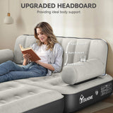 YITAHOME Queen Size Air Sofa Bed Mattress with Headboard and Pump, Blow Up Couch Inflatable Bed for Home Living Room, 79" x 60" x 25" (Expanded Size, Black) YITAHOME