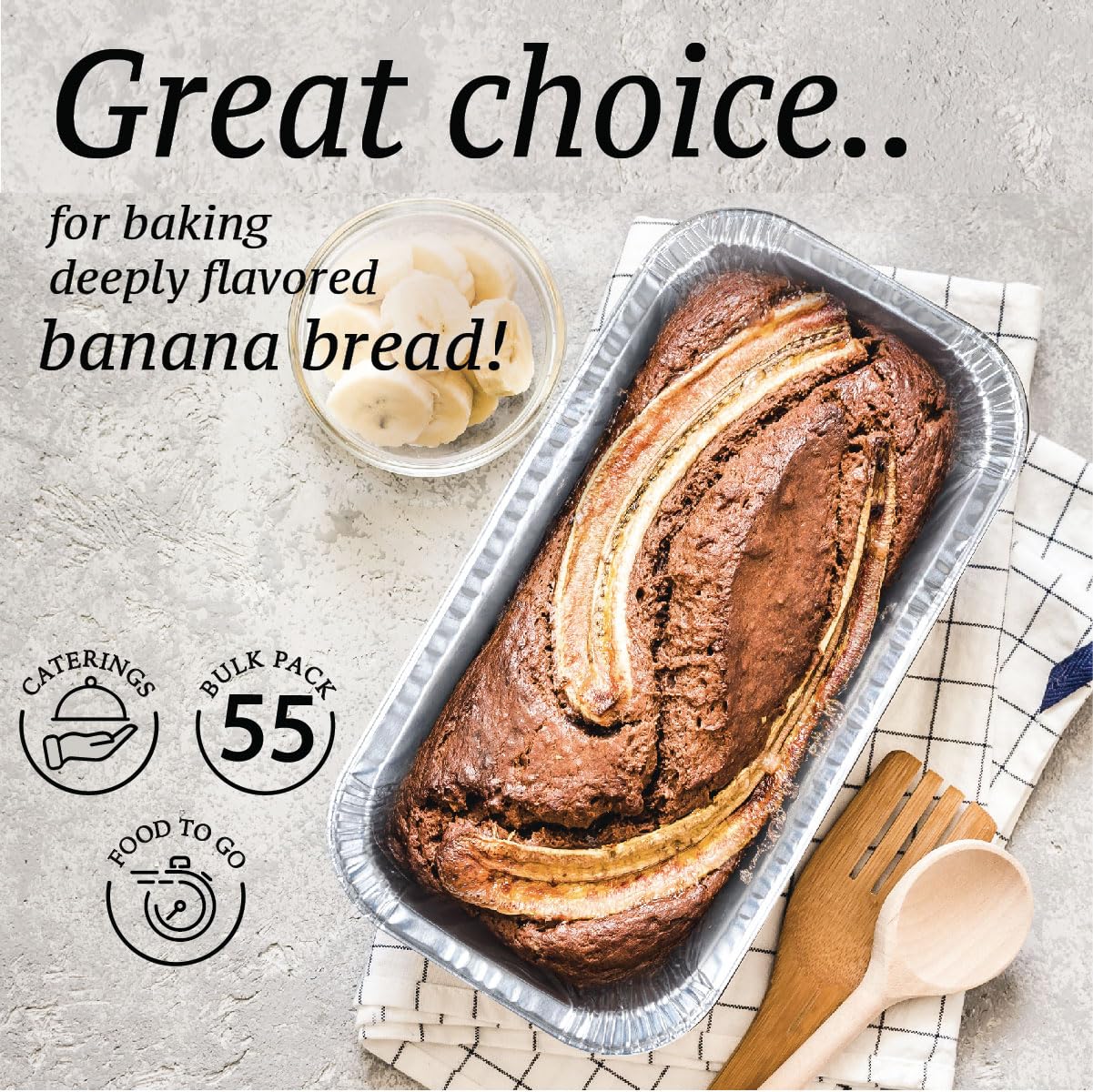 Spare Essentials 2Lb Foil Bread Pans for Baking (65 Pack) Disposable Bread Pans - Perfect for Baking Banana Bread, Cakes & Meatloaf - 2 Pound Aluminum Pans for Food Serving - 8.5" X 4.5" X 2.5" Spare Essentials