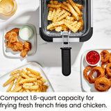 Chefman Fry Guy, The Most Compact & Convenient To Deep Fry Comfort Food, Restaurant-Style Basket With A 1.6-Quart Capacity, Easy-View Window & Adjustable Temp Control, Stainless - 1.5 Liter Chefman