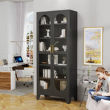 GAIOUS 74.8" Tall Metal Curio Cabinet, Display Cabinet with Glass Door, 6 Tier Liquor with 5 Adjustable Shelves, Locking Glass Display Case for Collectibles, Showcase Storage Cabinets, Black GAIOUS