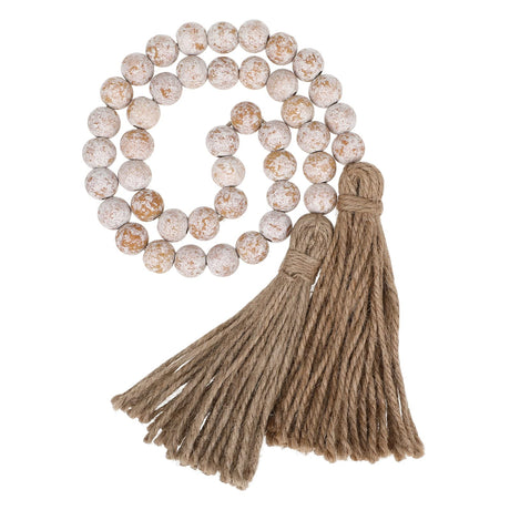 IMIKEYA Wooden Beads Garland: Farmhouse Wood Bead Garland for Tiered Tray Farmhouse Beads Hanging Wood Bead Garland with Tassels Prayer Rustic Beads for Coffee Table Decor IMIKEYA