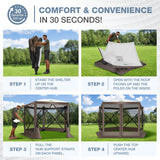 COBIZI Pop Up Gazebo Screen Tent Screen House for Camping, 10FTx10FT Screen Room with Mosquito Netting, Hub Tent Instant Screened Canopy with Carrying Bag and Ground Stakes, Brown COBIZI