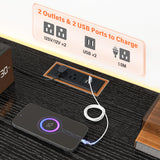 EnHomee 12 Drawer Dresser TV Stand for 65 70 75 Inch TV 63" W Extra Long Black Dresser for Bedroom with LED Lights & Power Outlets Entertainment Center with Drawers, Fabric Dresser for Closet EnHomee