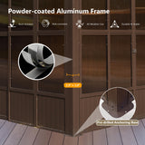 Domi 8x12FT Sunroom,Wall Mounted Gazebo Solarium with Front Door, Both Side Entrance, Galvanized Steel Sloping Roof, Moveable PC Screen, Outdoor Permanent Sun Room Lean to Gazebo for Deck Patio domi outdoor living