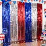 LOLStar 4th of July Decorations,Red White and Blue 3 Pack Tinsel Foil Fringe Curtains,4th of July Photo Booth Prop Streamer Backdrop for America Patriotic Party,Memorial Day,Independence Day,Labor Day LOLStar