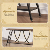 JUSTOGO 70.9" Narrow Console Table for Entryway, Industrial Long Sofa Table Behind Couch, Farmhouse Hallway Table with Storage for Living Room, Entrance, Foyer, Rustic Brown JUSTOGO