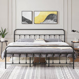 Yaheetech Classic Metal Platform Bed Frame Mattress Foundation with Victorian Style Iron-Art Headboard/Footboard/Under Bed Storage/No Box Spring Needed/King Size Black Yaheetech