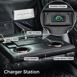 Power Recliner Sofa Set of 2 Pieces with Adjustable Headrest, Wireless Charger for Living Room, Electric Reclining Couch, Faux Leather 3 Seaters and Loveseat Theater Chair with LED Lights, Black Comfort Stretch