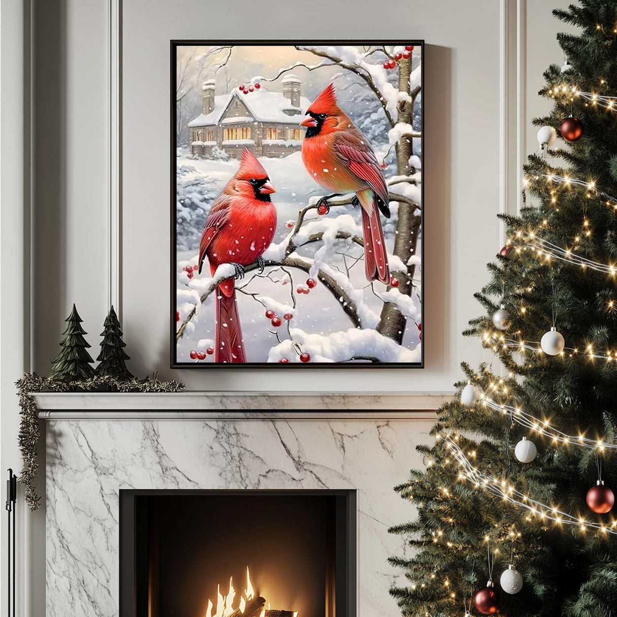 HMZephitiquc Cardinal Paint by Numbers Kit for Adults Canvas Christmas, Cardinal Paint by Number Christmas, Painting by Numbers, Easy DIY Crafts Home Wall Decor 16x20 in HMZephitiquc