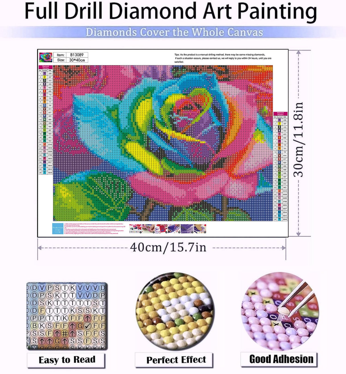 Meothan Diamond Art Kits for Adults - Rose Flowers Diamond Painting Kits for Adults Beginners, 5D DIY Round Full Drill Gem Art Paint by Diamonds Dots Crafts Kits for Home Decor Gift 12x16inch Meothan