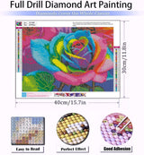 Meothan Diamond Art Kits for Adults - Rose Flowers Diamond Painting Kits for Adults Beginners, 5D DIY Round Full Drill Gem Art Paint by Diamonds Dots Crafts Kits for Home Decor Gift 12x16inch Meothan
