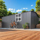 AECOJOY 16' x 12' Outdoor Storage Shed, Large Metal Sheds & Outdoor Storage Clearance 12x16 with Windows, Steel Backyard Shed, Utility Tool Storage for Garden, Patio, Outside use in Dark Grey AECOJOY