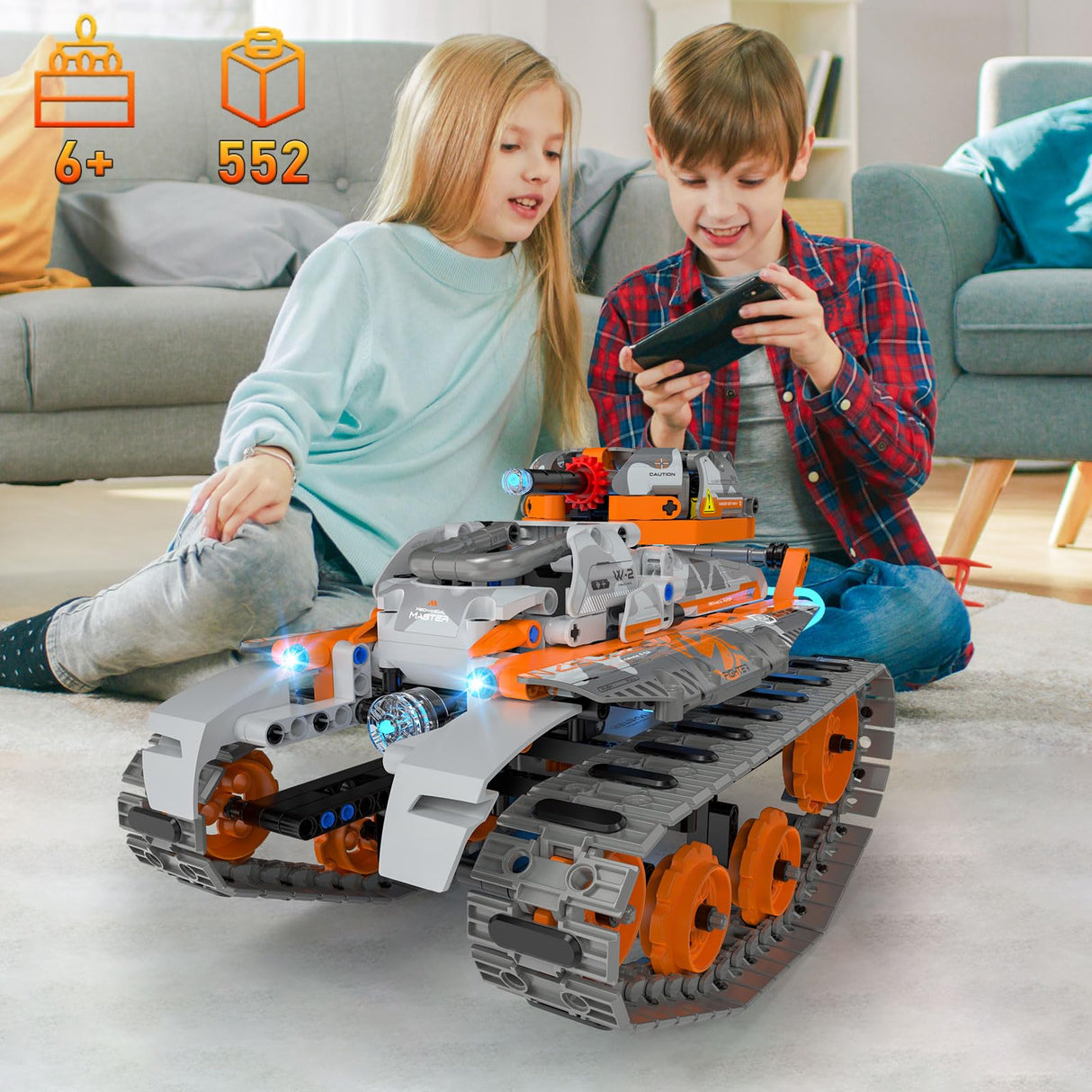 5in1 STEM Building Toys for Kids 6-14, Remote & APP Controlled Mech Robots/Heavy Tanks/Tracked Racer STEM Building Kit for Kid Science Learning, 552 Pcs DIY Building Blocks Set Gifts for Boys & Girls QHECTTY