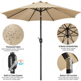 Yaheetech 9FT Garden Table Umbrella with 30lb Base, Patio Market Umbrella with Push Button Tilt, Crank and 8 Sturdy Ribs, Outdoor Umbrella w/Base Included Heavy Duty - Tan Yaheetech