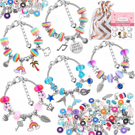 Acejoz 85 Pcs Charm Bracelet Making Kit, DIY Charm Bracelets Beads for Adults and Beginner Jewelry Making Kit Acejoz