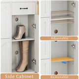 HUAHUU Shoe Cabinet with 2 Flip Drawers & Side Cabinet, Shoes Cabinet with Adjustable Shelves, Shoe Storage with Drawer & Mounted Shoe Rack for Entryway, Hallway, Shoe Organizer Cabinet, White HUAHUU