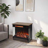 Innoflame 24" Electric Fireplace Heater, 3-Sided Glass & Wooden Top Design, Adjustable 4 Flame Colors, Remote, Timer, 1500W Infrared Heater w/Overheat Protection, Fireplace Heaters for Indoor use Innoflame