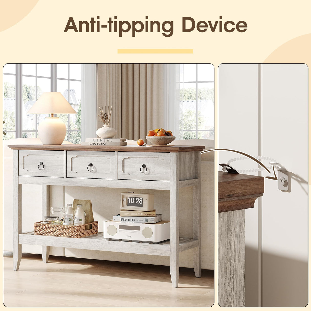 Maupvit Rustic Entryway Table with Large Storage Space, Farmhouse Feel Console Table for Entryway, Sturdy & Reliable Structure Sofa Table, Easy to Assemble Entry Table Maupvit