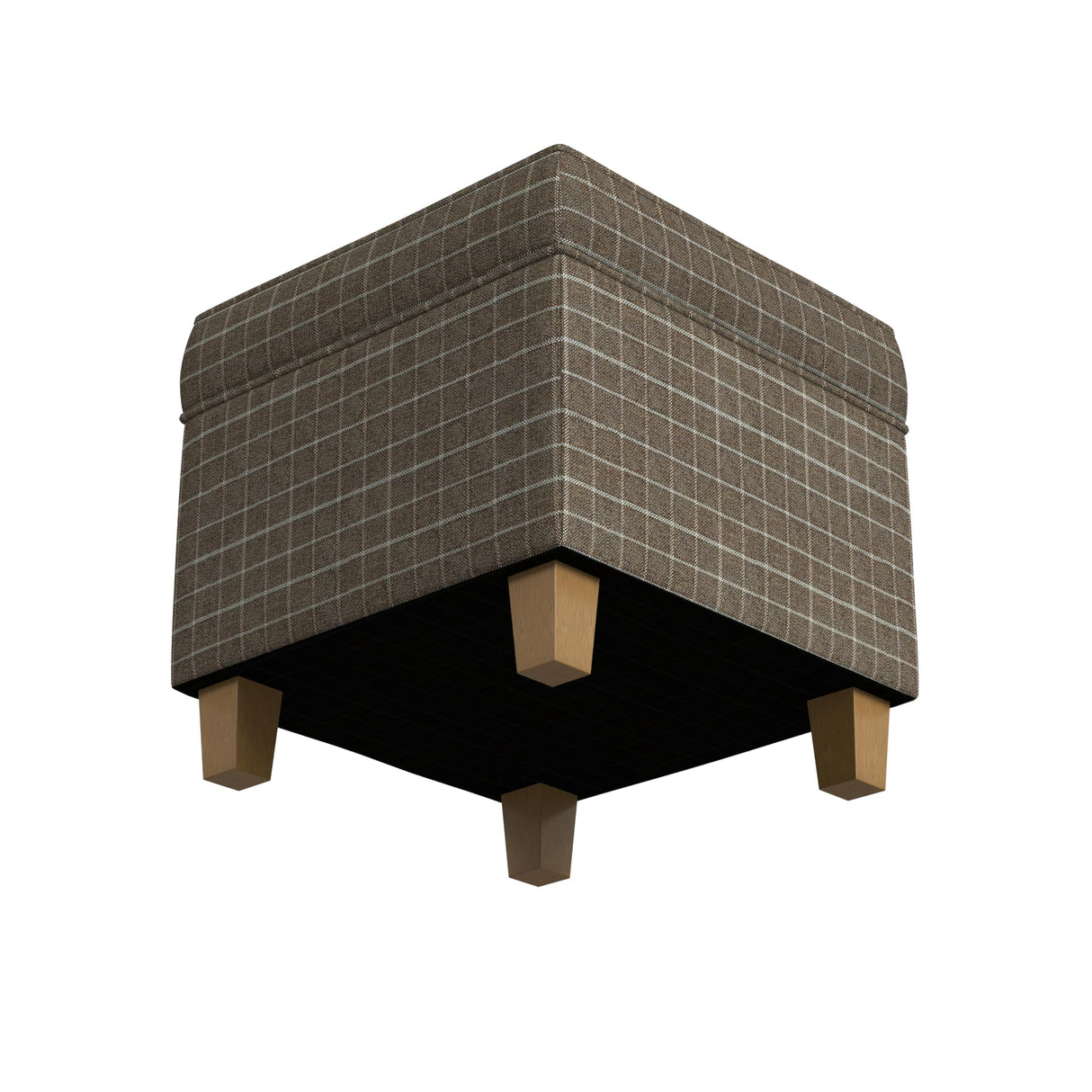 Homepop Home Decor Classic Square Storage Ottoman with Lift Off Lid | Ottoman with Storage for Living Room & Bedroom, Brown Window Pane Fabric HomePop