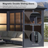 PURPLE LEAF 12' X 16' Solarium Sunroom Permanent Hardtop Screened Gazebo Galvanized Steel Double Roof Aluminum Outdoor Enclosed Gazebo for Hot Tub Lawn Deck Backyard Grey PURPLE LEAF