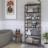 HITNET Bookcase, Bamboo Bookshelf, 6-Tier Adjustable Tall Open Book Shelf, Free Standing Storage Shelves Organizer, Flower Plant Display Stand, Walnut HITNET