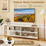 Tangkula Corner TV Stand for TVs up to 65”, TV Console Table w/AC Outlets, USB A Ports, USB C Port, Metal Frame & Storage Shelves, 55” Media Entertainment Center for Living Room (White, 55" L) Tangkula