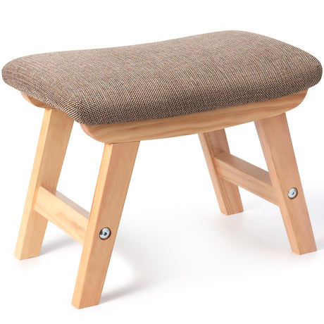 Weture Small Foot Rest, 15.4 X10x12inch Foot Stool Ottoman with Wood Frame and Fabric Cushion, Footstool Ottoman for Under Desk, Footrest for Couch, Chair (Beige, Solid Wood Legs) Weture