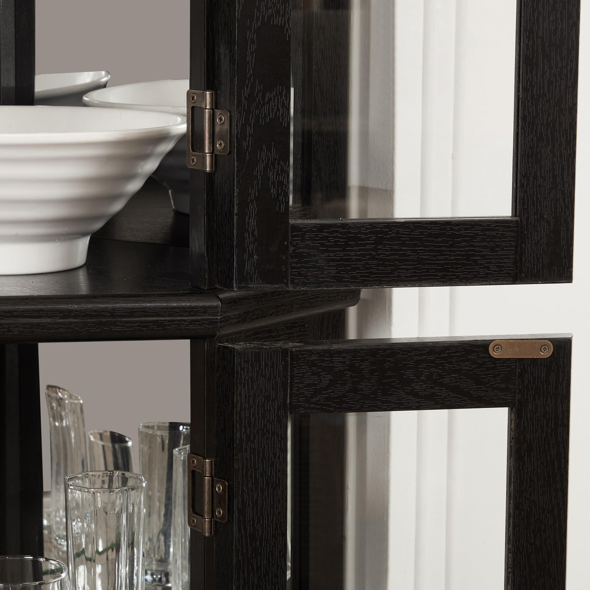 Eyisean Lighted Corner Curio Cabinet 70" Glass Display Cage with 6 Tempered Adjustable Shelves, Freestanding Home Bar Cabinet with Door, Rack for Liquor Storage and Living Room (Black) Eyisean