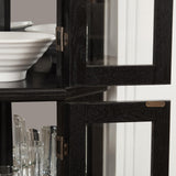 Eyisean Lighted Corner Curio Cabinet 70" Glass Display Cage with 6 Tempered Adjustable Shelves, Freestanding Home Bar Cabinet with Door, Rack for Liquor Storage and Living Room (Black) Eyisean