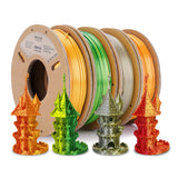 ERYONE Silk Dual Color Filament PLA 3D Printer 1.75mm +/- 0.03mm, Silk Coextrusion PLA Shiny Filament 0.25kg/Spools,4Pack(2.2lbs), Glod&Copper, Gold&Silver, Red&Glod, Yellow&Green ERYONE