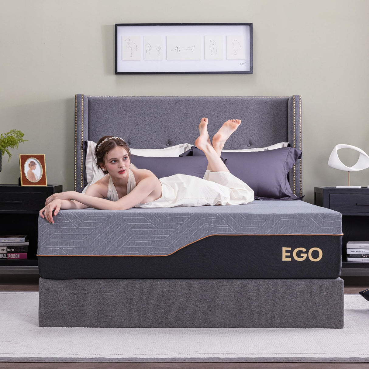 Copper Gel Memory Foam Mattress, 14 Inch Full Size Memory Foam Mattress, CertiPUR-US Certified, Bed in a Box, Black MLILY