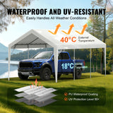 VEVOR Carport Replacement Canopy Cover 10 x 20 ft, Garage Top Tent Shelter Tarp Heavy-Duty Waterproof & UV Protected, Easy Installation with Ball Bungees,White (Only Top Cover, Frame Not Include) VEVOR