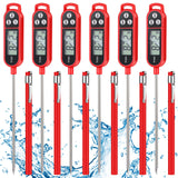 Copkim 6 Pcs Meat Thermometer Food Thermometer with Probe Water Liquid Instant Read Digital Thermometer Cooking Thermometer Supplies BBQ Kitchen Thermometer for Cooking Milk Yogurt (Red) Copkim