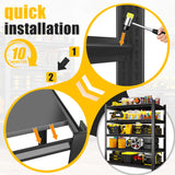 Leariso 4-Tier Heavy Duty Metal Garage Shelving Units, Adjustable & Detachable Storage Shelves, Industrial Steel Rack Shelf for Garage Storage, Tools, & Equipment (Black-63.00H*39.37W, 15.75D-4Tier) Leariso