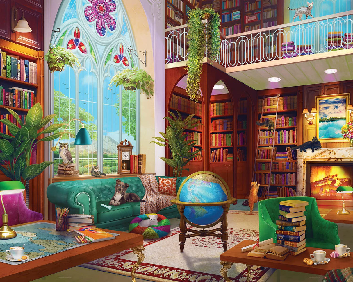 Springbok - The Library - 1000 Piece Jigsaw Puzzle- Challenge Yourself with This Colorful Image for booklovers Springbok