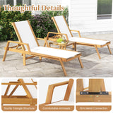 Tangkula Patio Chaise Lounge Chair, 5 Position Adjustable Acacia Wood Patio Lounger, for Backyard, Porch, Poolside (1) Tangkula