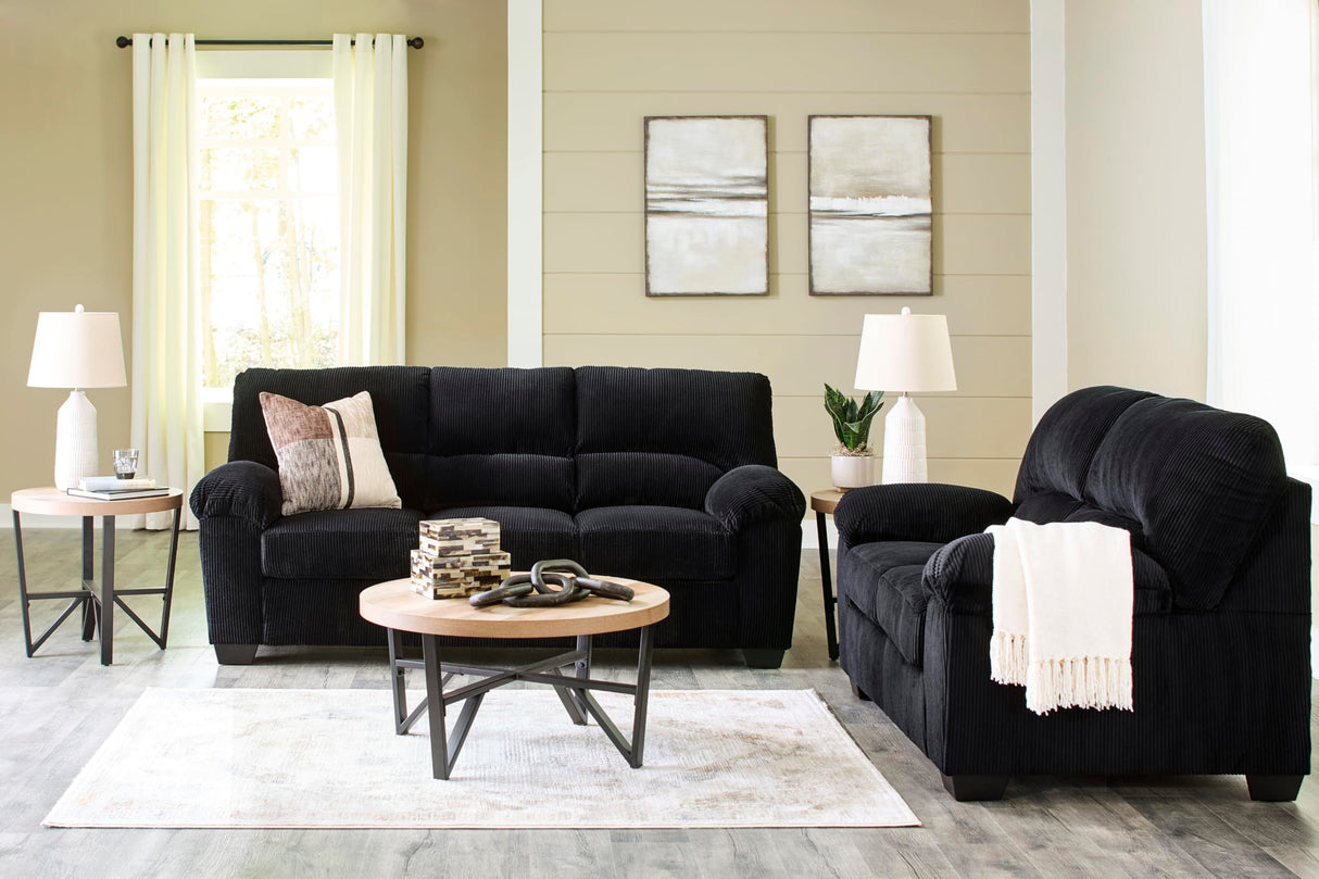 Signature Design by Ashley SimpleJoy Modern Loveseat for Living Room, Black Signature Design by Ashley