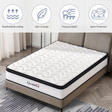 QEMNX 12 Inch Queen Hybrid Mattress – Medium Firm, Memory Foam & Responsive Pocket Springs, Enhanced Edge Support, Motion Isolation, Pressure Relief, Eco-Friendly, Compressed for Easy Setup QEMNX