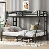 ICIUIOIR Twin XL Over Queen Bunk Bed Frame for Kids & Adults – Adult Metal Bunk Beds, Heavy Duty Frame, Literas para Niños, Camarotes, Bunk Bed with Stairs (No Box Spring Needed) (Black) ICIUIOIR