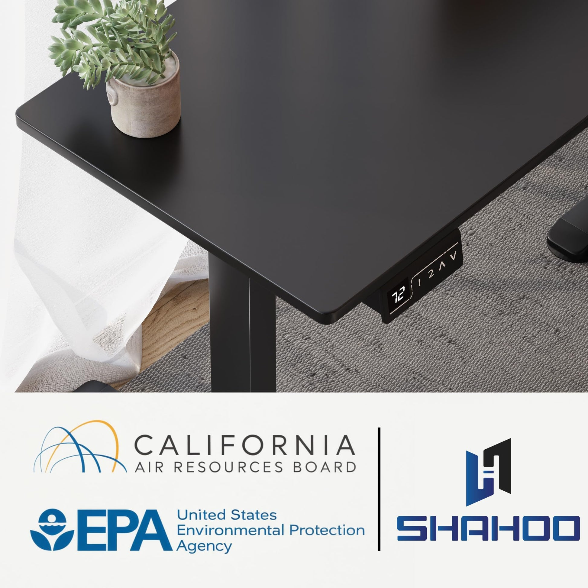 Shahoo L-Shaped Electric Standing Desk, 63 x 55 Inches Height Adjustable Coner Table, Home Office Computer Workstation, Black, 63 x 55 Inch - WoodArtSupply