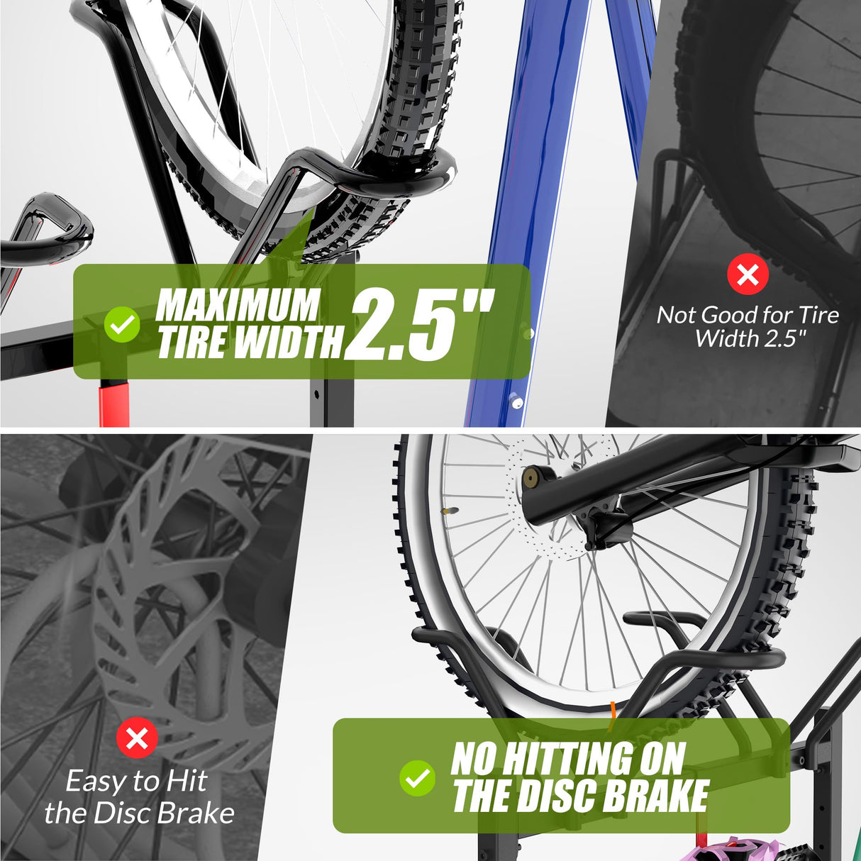 Sttoraboks 2 Bikes Floor Stand,Adjustable Bicycle Parking Rack with Hook for Garage/Indoor/Outdoor,Metal Cycle Storage Organizer Rack for Road Bikes Sttoraboks