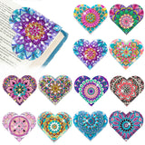 LINGFANG 12 Pcs Diamond Painting Bookmark, DIY Corner Book Makers for Adults Book Lovers, Diamond Dot Art Beginners, Small Diamond Art Kits, Paint by Art Crafts Gift for Women Girls (Heart Mandala) LINGFANG