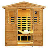 Outdoor Sauna 3 Person Infrared Sauna, Infrared Saunas for Home, 1950W Low EMF Far Infrared Sauna Old Fir Wooden Sauna with Beauty Red Light, Foldable Seat, Bluetooth, Chromotherapy Lamp, Reading Lamp SALUSHEAT