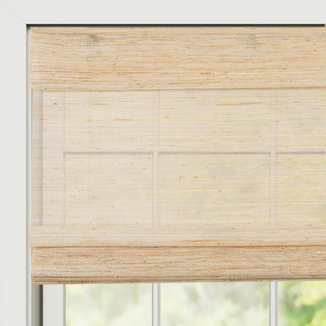 Windowlady Bamboo Roman Shades, Cordless Custom Woven Wood Shades, Natural Light Filtering Natural Bamboo Shades for Doors, Indoor Windows WindowLady