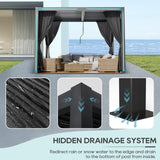 LVUYOYO Louvered Pergola 10' x 10', Outdoor Pergola with Adjustable Roof, Patio Aluminum Frame Metal Gazebo with Curtains and Netting for Patio, Backyard, Garden, Deck (Black) LVUYOYO