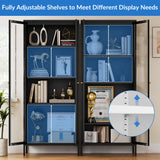 Desirable Life 4 Tier Glass Display Cabinet with 13 Color LED Lights, 63" Lighted Curio Cabinet with Glass Doors & Adjustable Shelves, Tall Metal Display Case for Collectibles - Black Desirable Life
