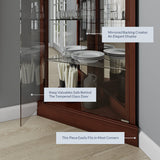 BELLEZE Lighted Corner Display Curio Cabinet Wooden Shelving Unit with Tempered Glass Door, Bar and Liquor Storage Area with 6 Shelves - Woody (Walnut) BELLEZE